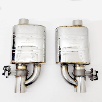 BLACK LABEL EXHAUST PREDATOR MUFFLER (L & R SINGLE 3" IN, SINGLE OUT)